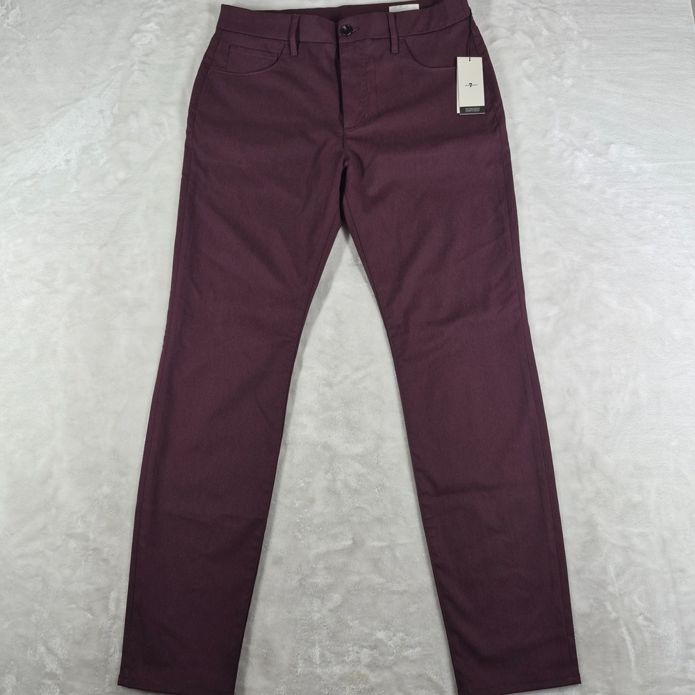 7 For All Mankind Adrien 5 Pocket Pants Men's 33x32 Burgundy Tech Chino NWT